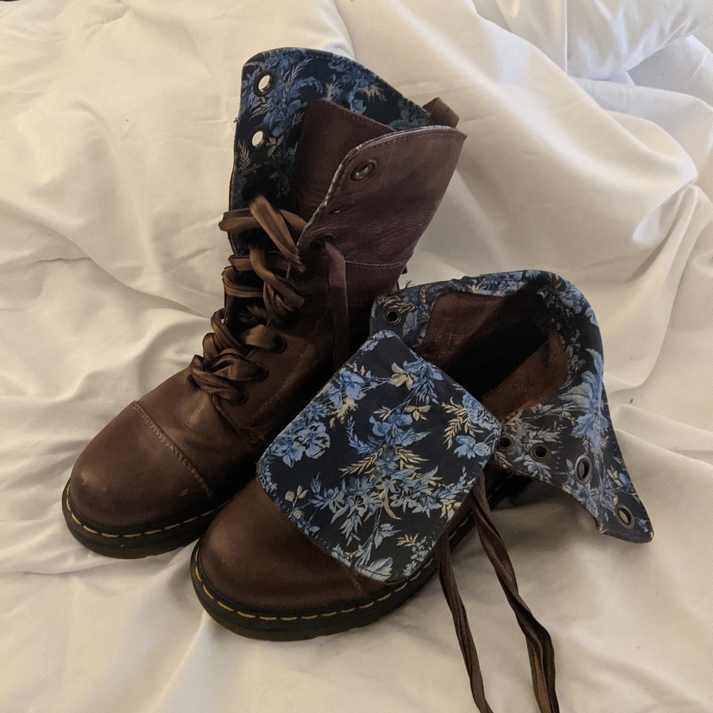 Brown Floral Doc Martens